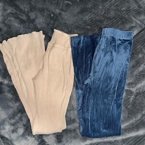 Fashion Nova Beige and Blue Ribbed Set